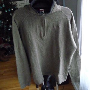 THE NORTH FACE MENS BEIGE QUARTER ZIP WOOL BLED LONG SLEEVE FLEECE COLAR…